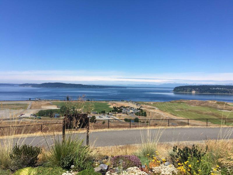 Chambers Bay walking trails and view of Puget Sound